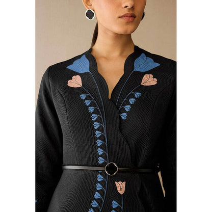 AMPM Eraya Black Jacket with Skirt and Belt
