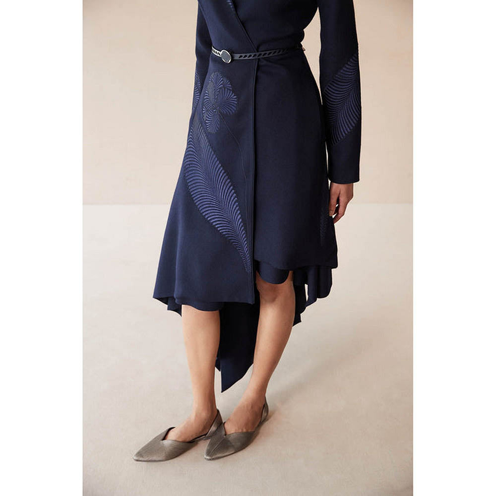 AMPM Navy Blue Marwa Jacket with Skirt and Belt