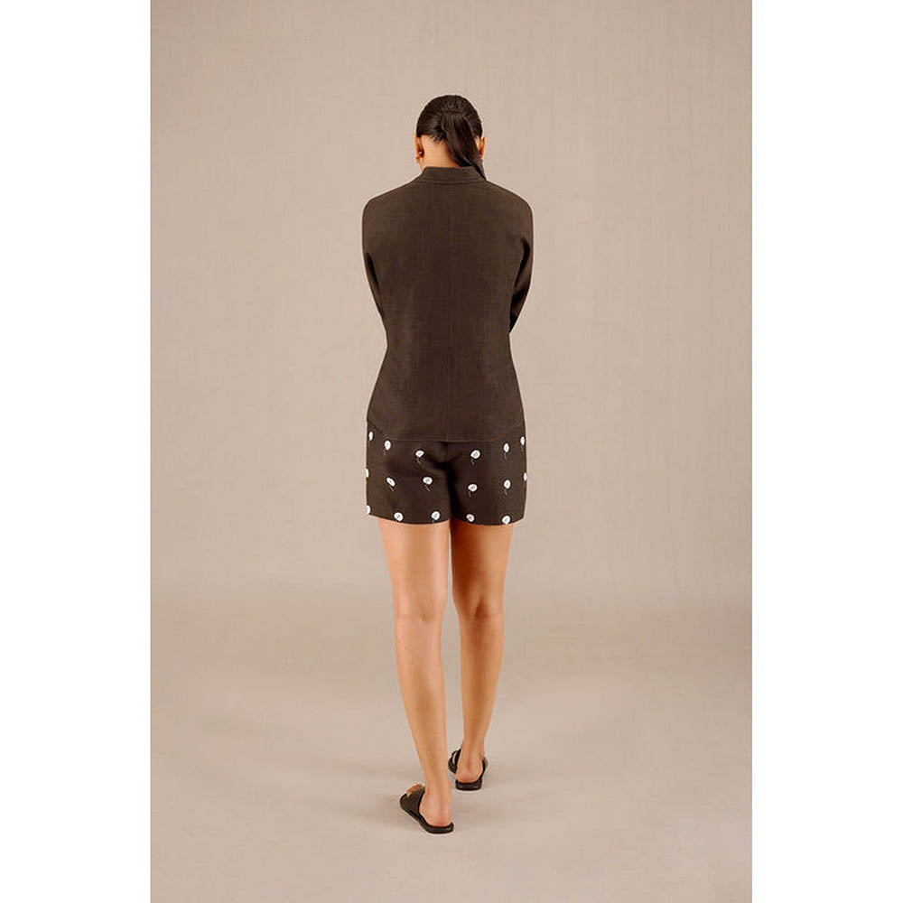 AMPM Brown Linen Collar Neck Shirt with Inner and Shorts