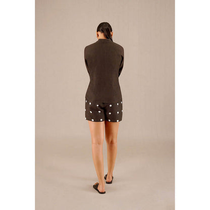 AMPM Brown Linen Collar Neck Shirt with Inner and Shorts
