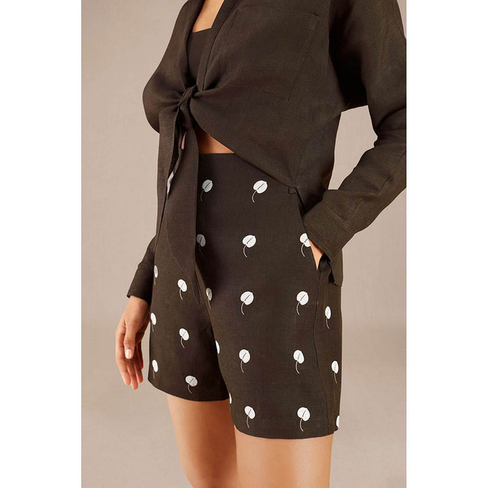 AMPM Brown Linen Collar Neck Shirt with Inner and Shorts