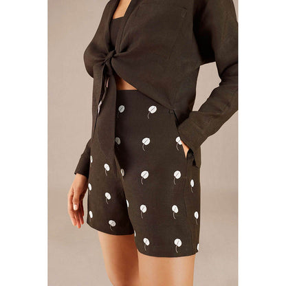 AMPM Brown Linen Collar Neck Shirt with Inner and Shorts