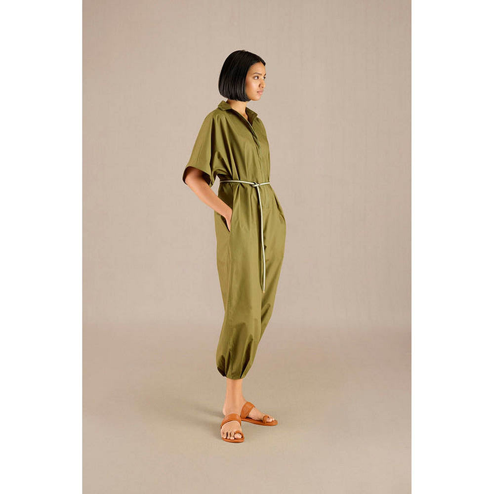 AMPM Irya Green Collar Neck Solid Jumpsuit