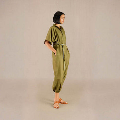 AMPM Irya Green Collar Neck Solid Jumpsuit