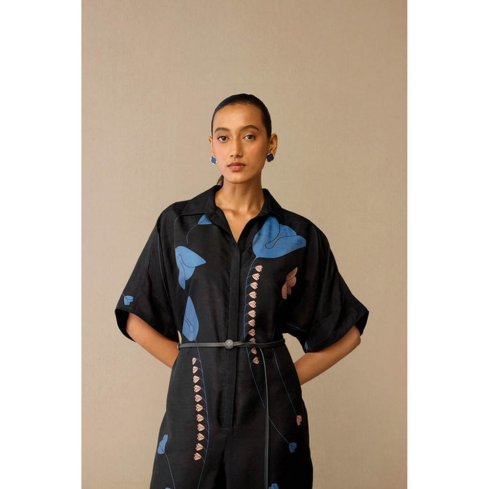 AMPM Romillie Black Floral Printed Jumpsuit