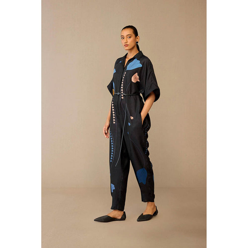 AMPM Romillie Black Floral Printed Jumpsuit