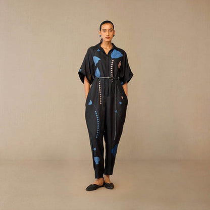 AMPM Romillie Black Floral Printed Jumpsuit