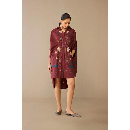 AMPM Viola Red Floral Knee Length Dress with Belt