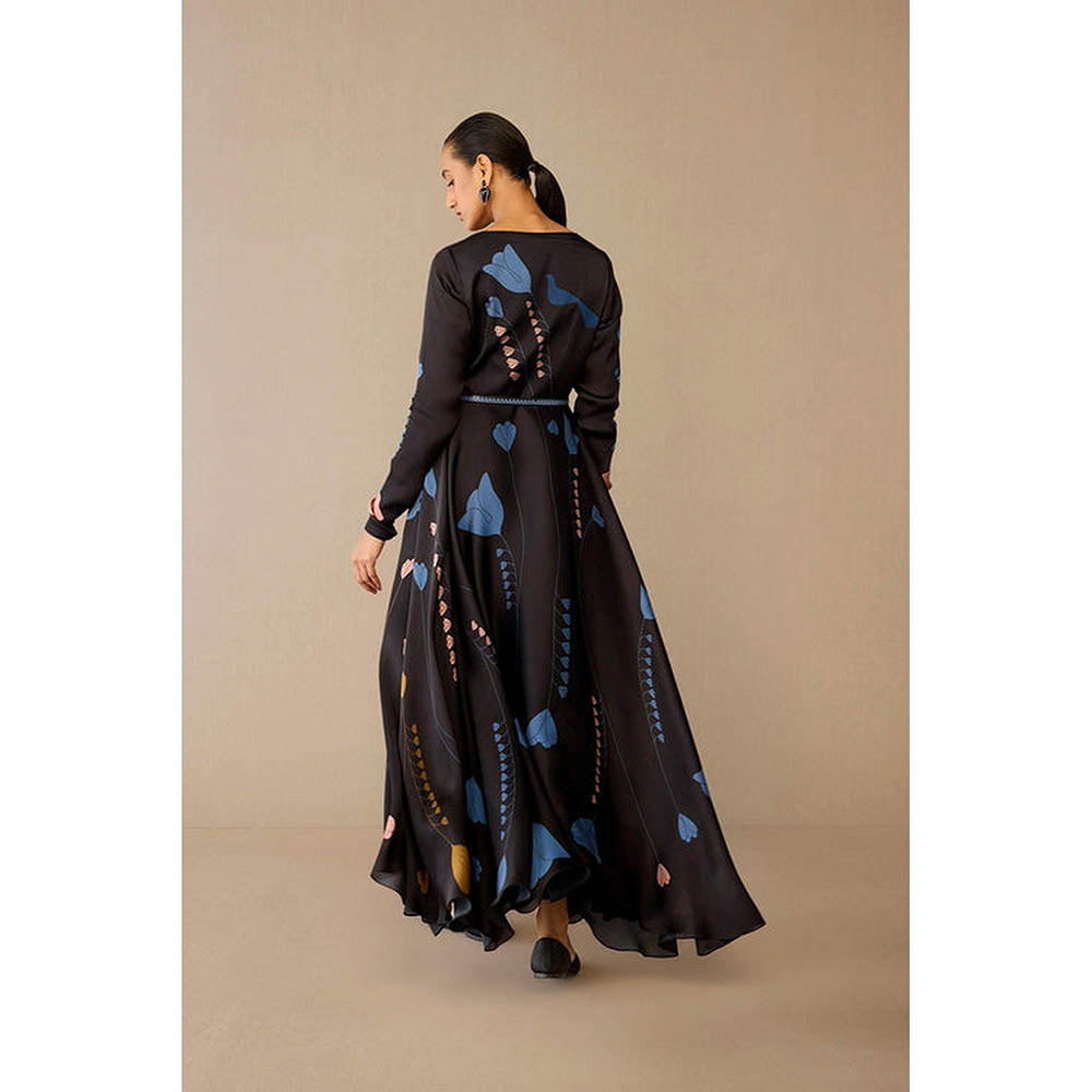 AMPM Miraya Black Floral Maxi Dress with Belt