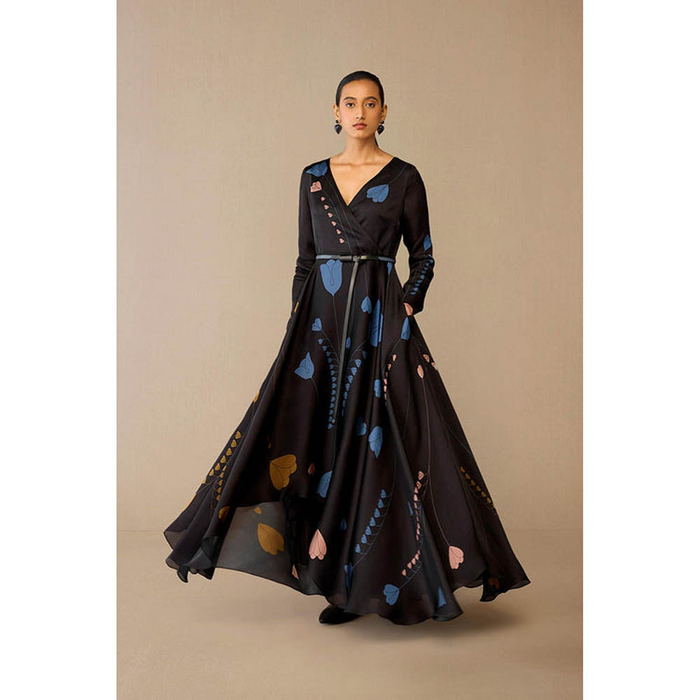 AMPM Miraya Black Floral Maxi Dress with Belt