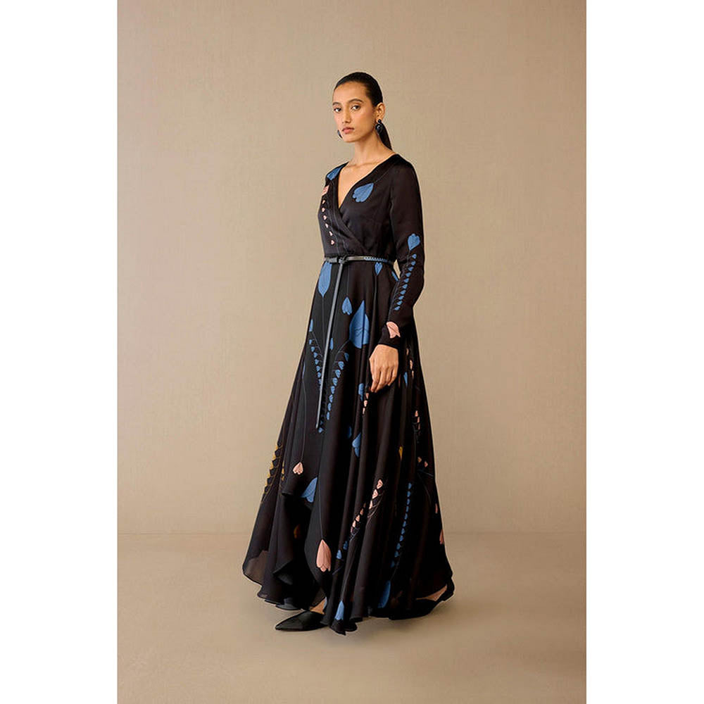 AMPM Miraya Black Floral Maxi Dress with Belt