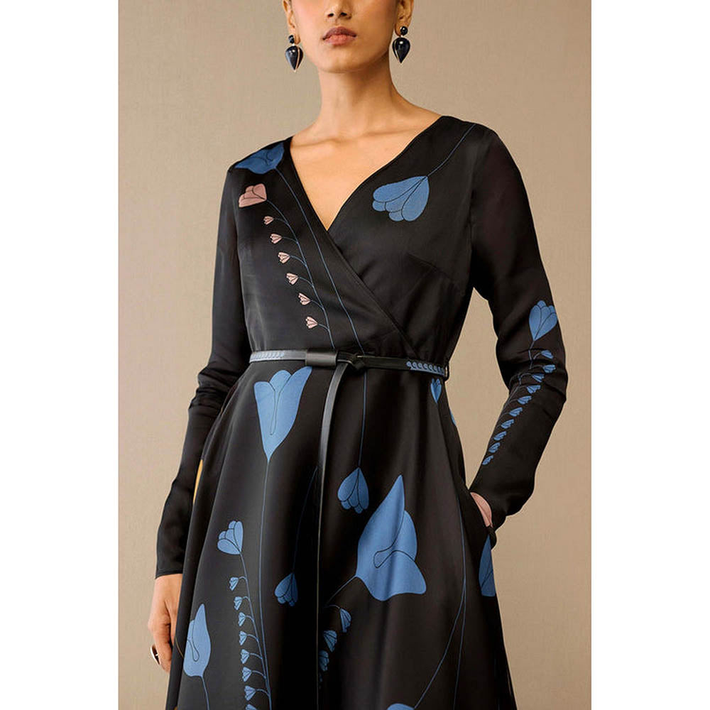 AMPM Miraya Black Floral Maxi Dress with Belt