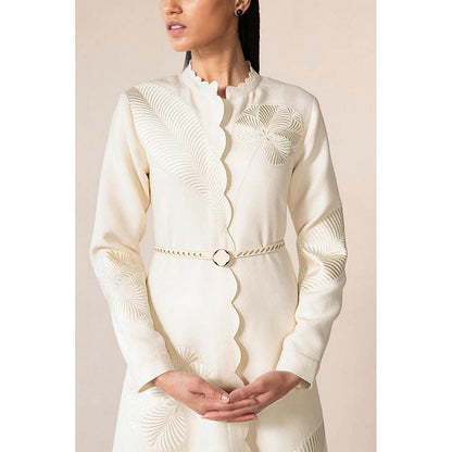 AMPM Nahid Ivory Jacket with Pant and Belt