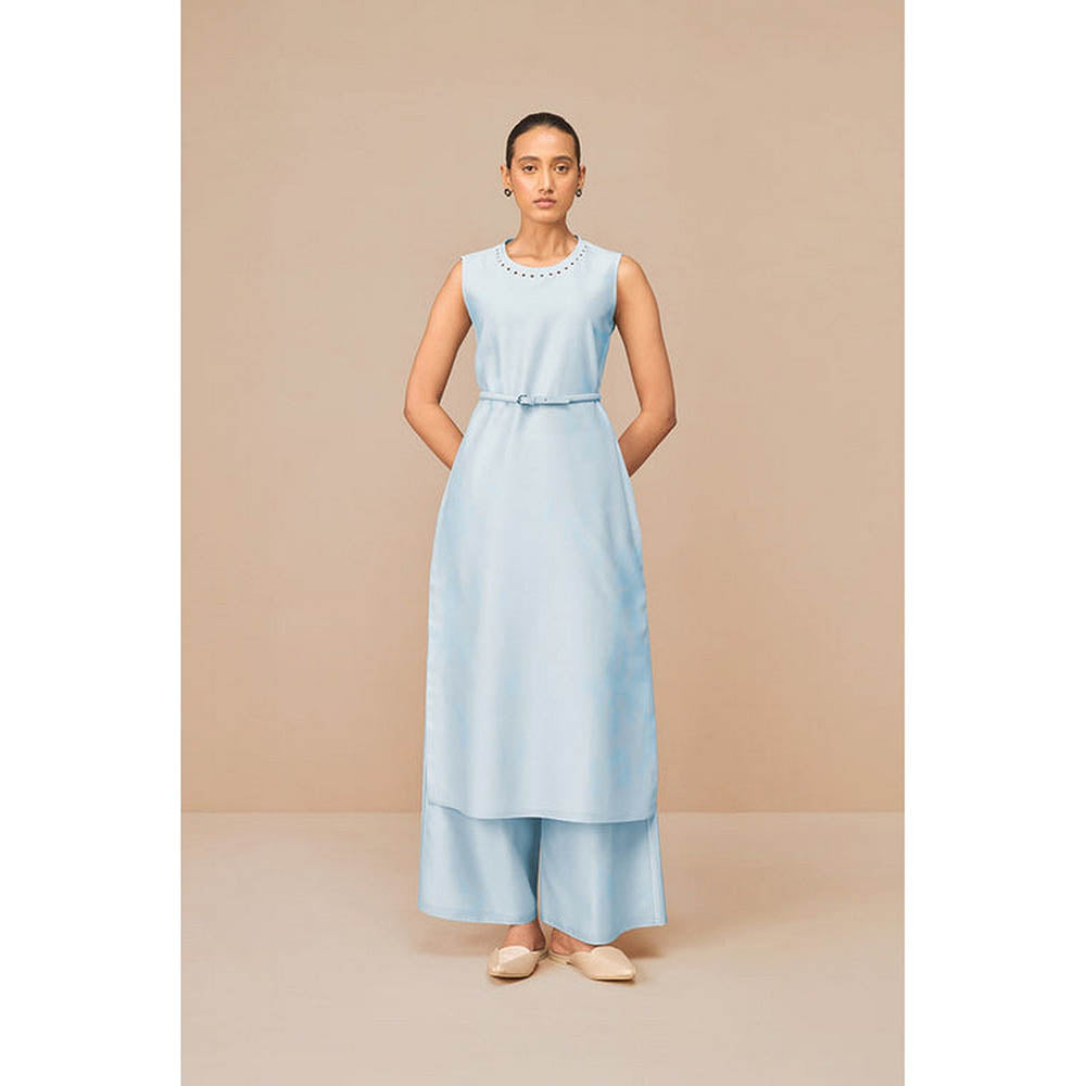 AMPM Blue Anais Inner Jacket with Palazzo and Belt