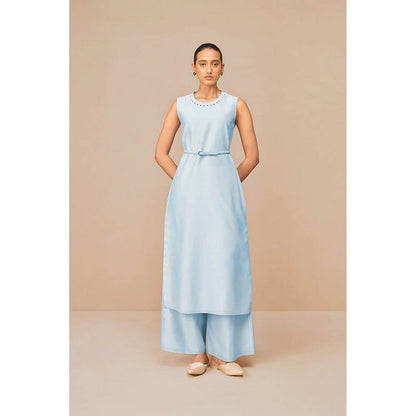 AMPM Blue Anais Inner Jacket with Palazzo and Belt