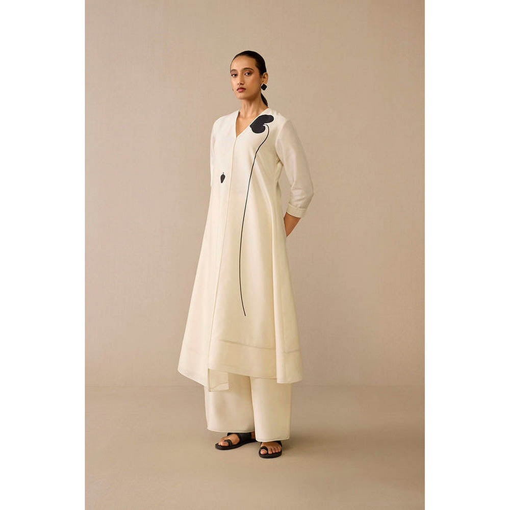 AMPM Dilruba Ivory Anarkali Kurta with Palazzo and Dupatta