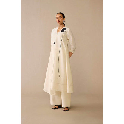 AMPM Dilruba Ivory Anarkali Kurta with Palazzo and Dupatta