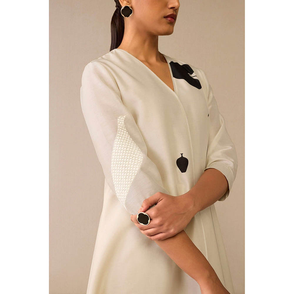 AMPM Dilruba Ivory Anarkali Kurta with Palazzo and Dupatta