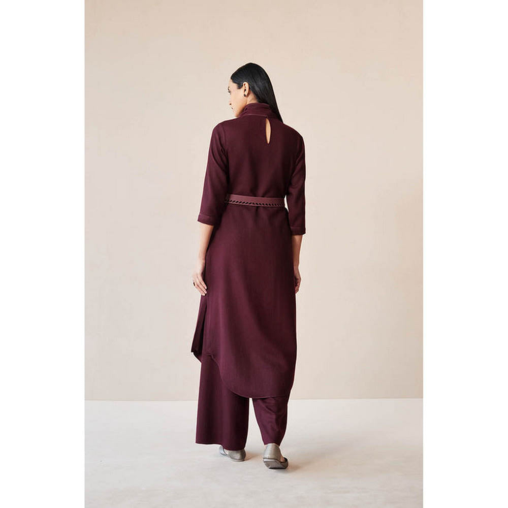AMPM Razan Burgundy Kurta with Palazzo