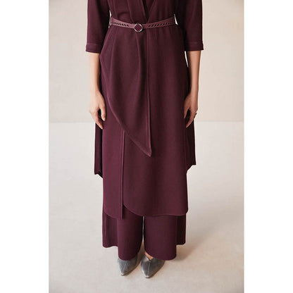 AMPM Razan Burgundy Kurta with Palazzo