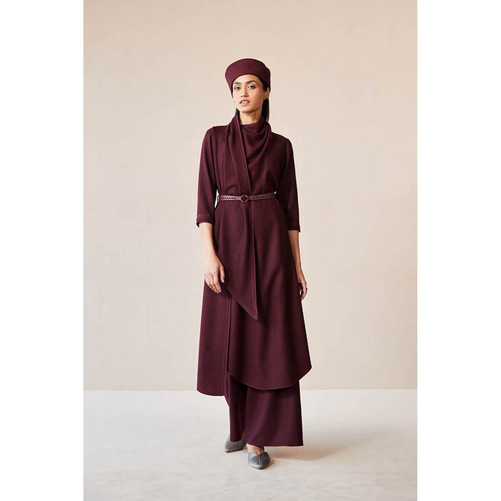 AMPM Razan Burgundy Kurta with Palazzo