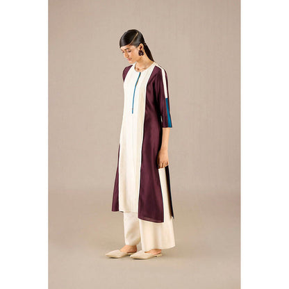 AMPM Araiah Burgundy Kurta with Palazzo and Dupatta