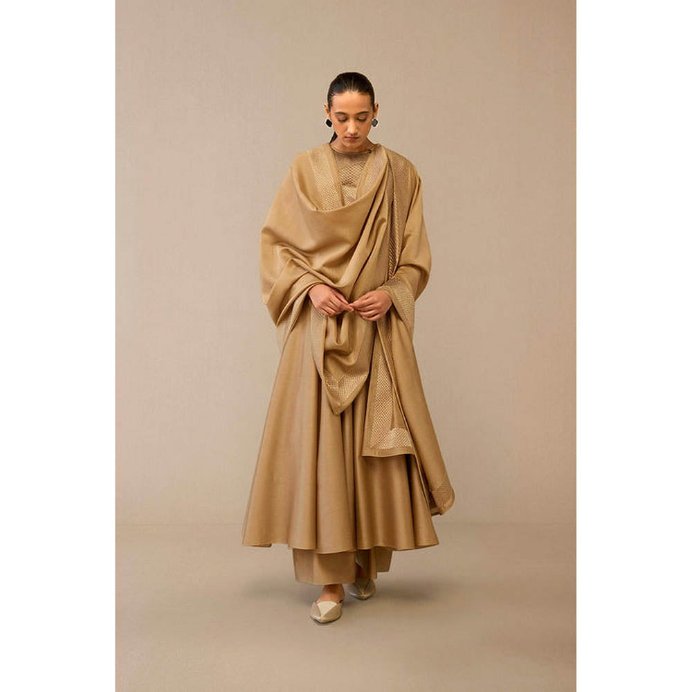 AMPM Dilana Beige Anarkali Kurta with Palazzo and Dupatta