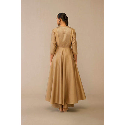 AMPM Dilana Beige Anarkali Kurta with Palazzo and Dupatta