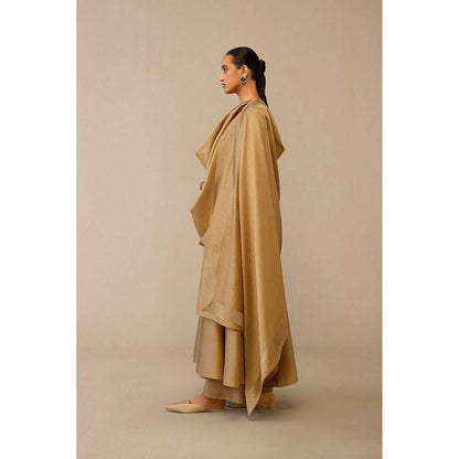 AMPM Dilana Beige Anarkali Kurta with Palazzo and Dupatta