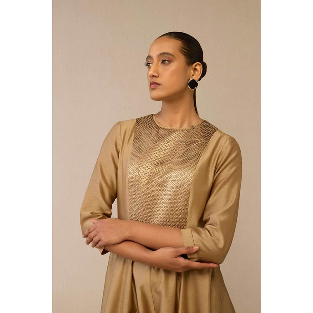 AMPM Dilana Beige Anarkali Kurta with Palazzo and Dupatta