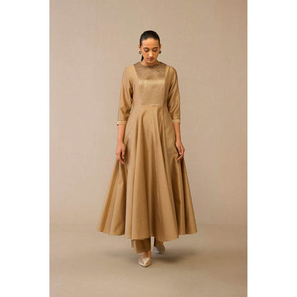 AMPM Dilana Beige Anarkali Kurta with Palazzo and Dupatta
