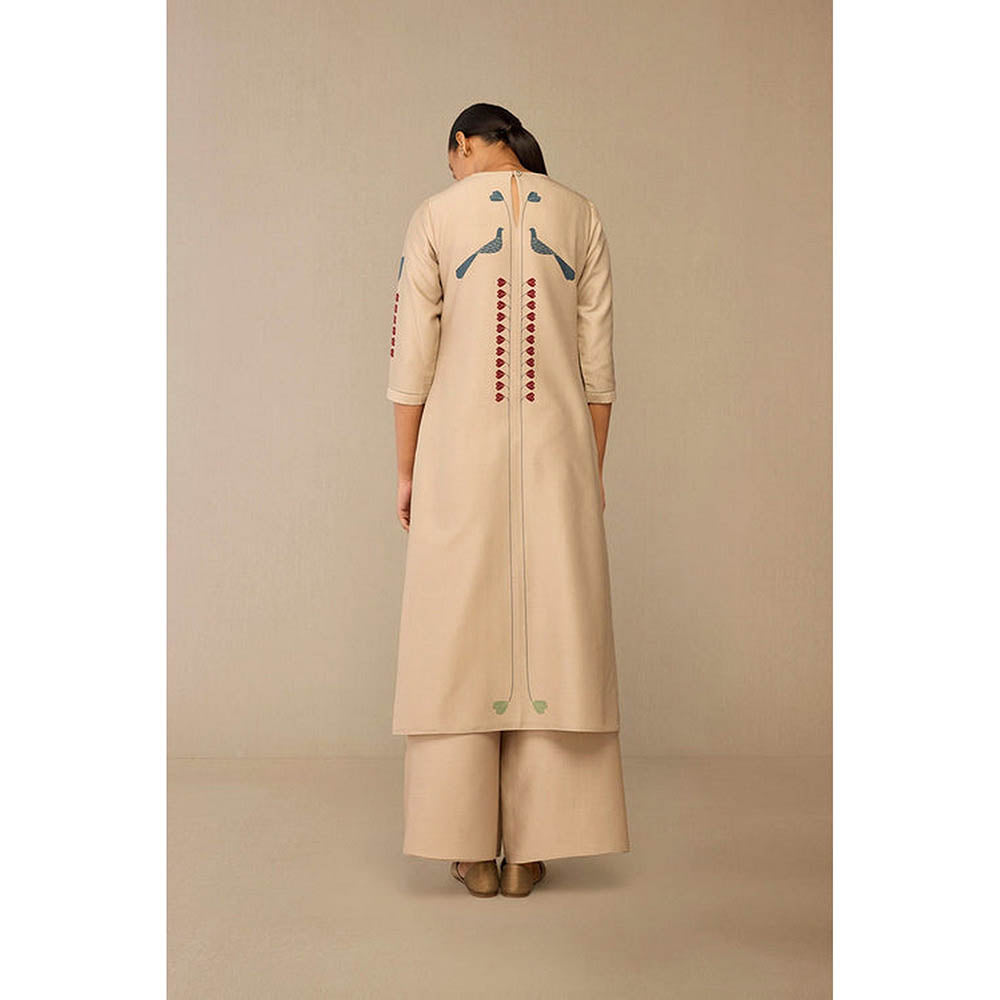 AMPM Azran Beige Kurta with Palazzo and Dupatta