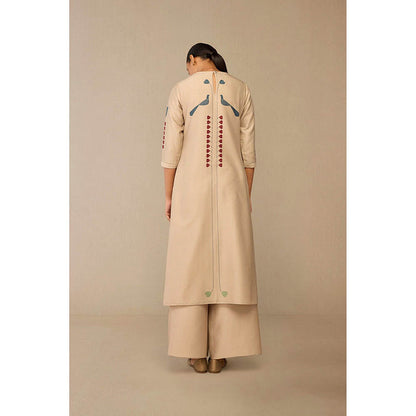 AMPM Azran Beige Kurta with Palazzo and Dupatta