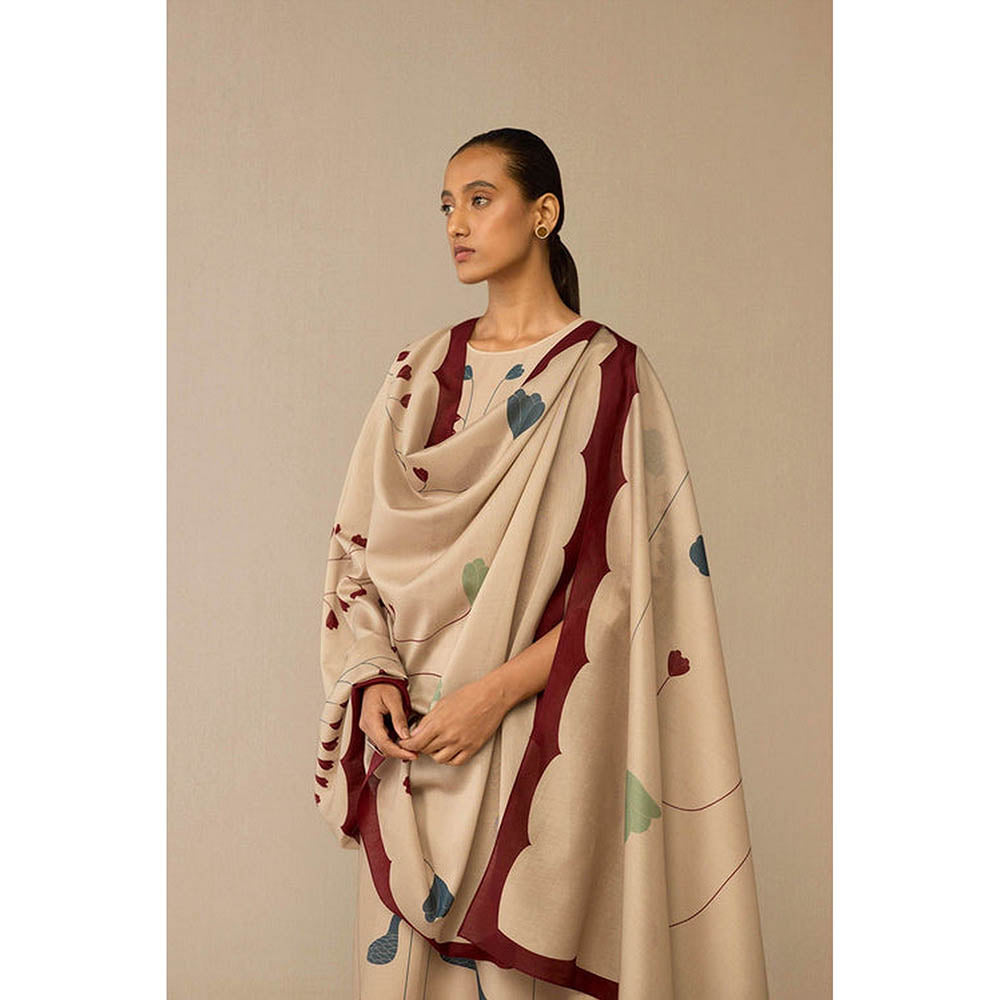 AMPM Azran Beige Kurta with Palazzo and Dupatta
