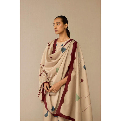 AMPM Azran Beige Kurta with Palazzo and Dupatta