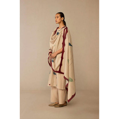 AMPM Azran Beige Kurta with Palazzo and Dupatta