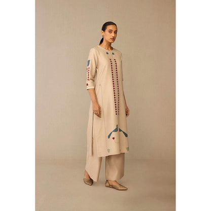 AMPM Azran Beige Kurta with Palazzo and Dupatta