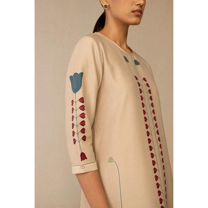 AMPM Azran Beige Kurta with Palazzo and Dupatta