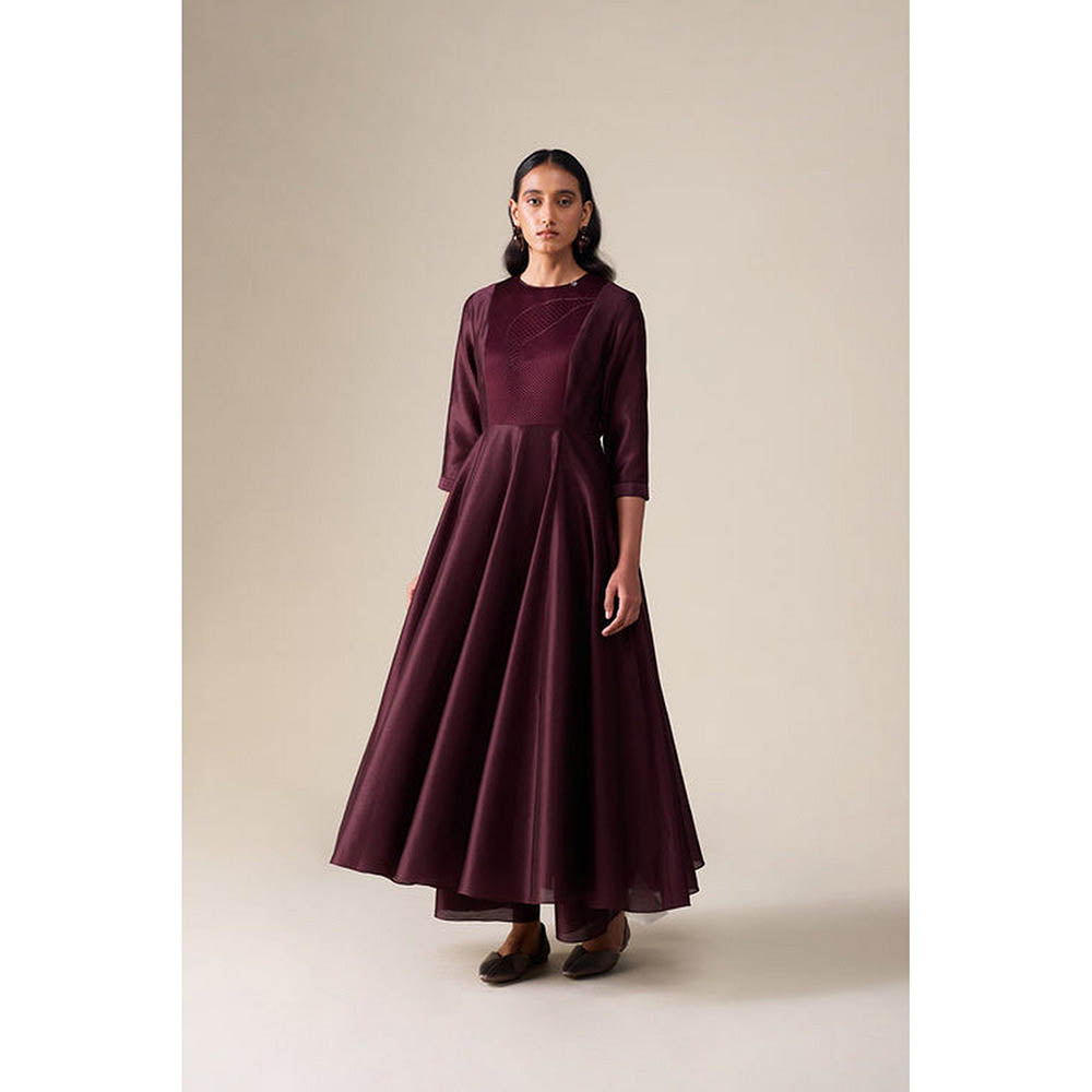 AMPM Dilana Burgundy Anarkali Kurta with Palazzo and Dupatta