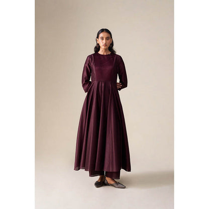AMPM Dilana Burgundy Anarkali Kurta with Palazzo and Dupatta
