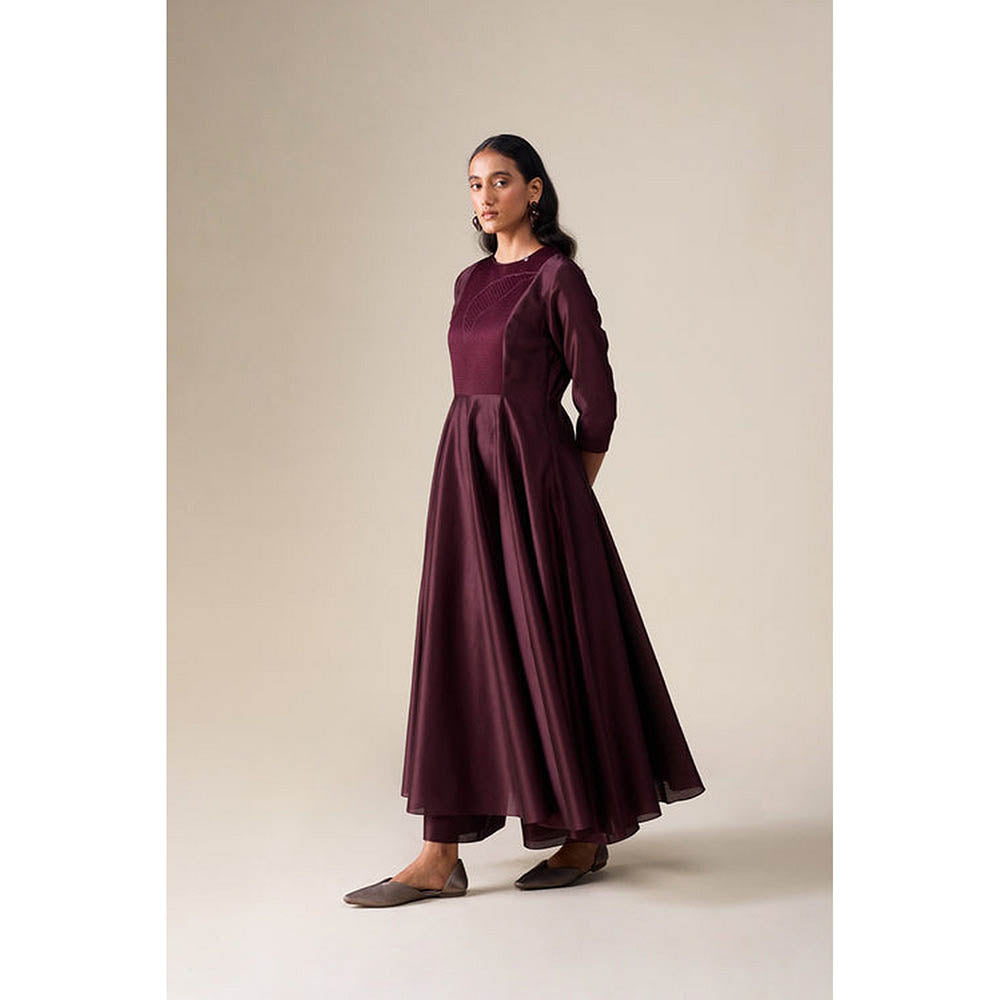 AMPM Dilana Burgundy Anarkali Kurta with Palazzo and Dupatta