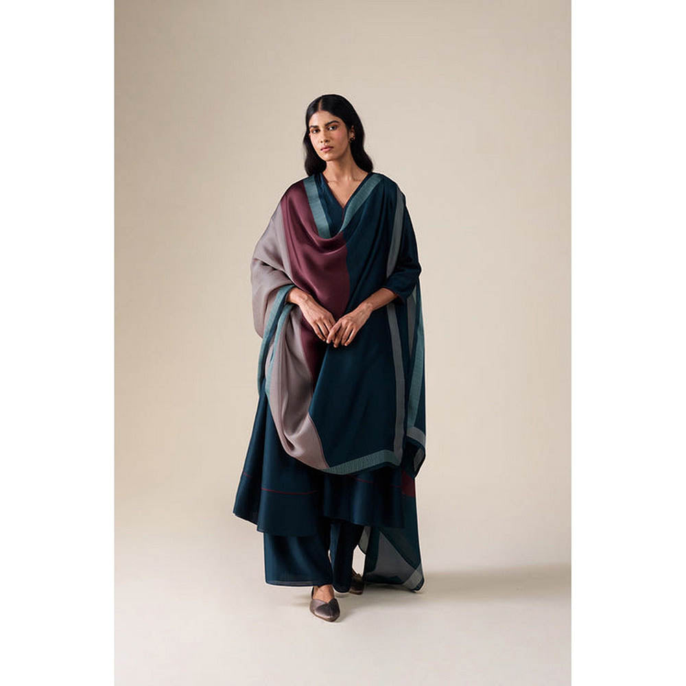 AMPM Milap Blue Anarkali Kurta with Palazzo and Dupatta