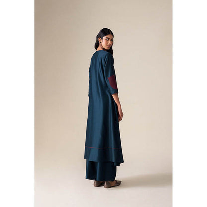 AMPM Milap Blue Anarkali Kurta with Palazzo and Dupatta