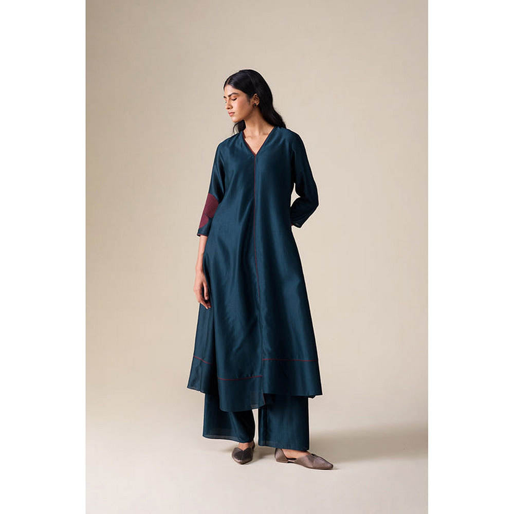 AMPM Milap Blue Anarkali Kurta with Palazzo and Dupatta