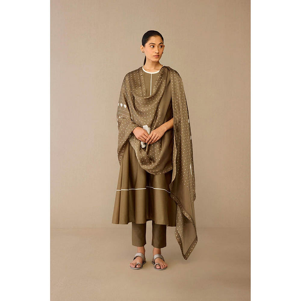 AMPM Erisha Taupe Anarkali Kurta with Pant and Dupatta