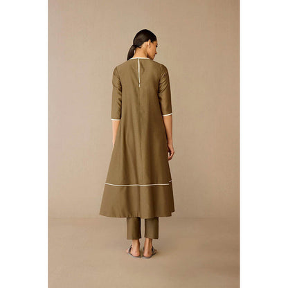 AMPM Erisha Taupe Anarkali Kurta with Pant and Dupatta