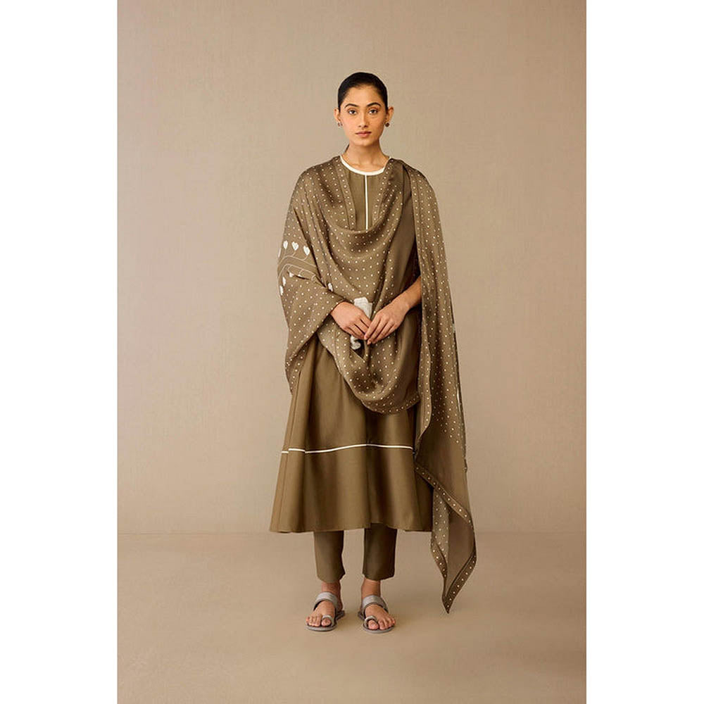 AMPM Erisha Taupe Anarkali Kurta with Pant and Dupatta