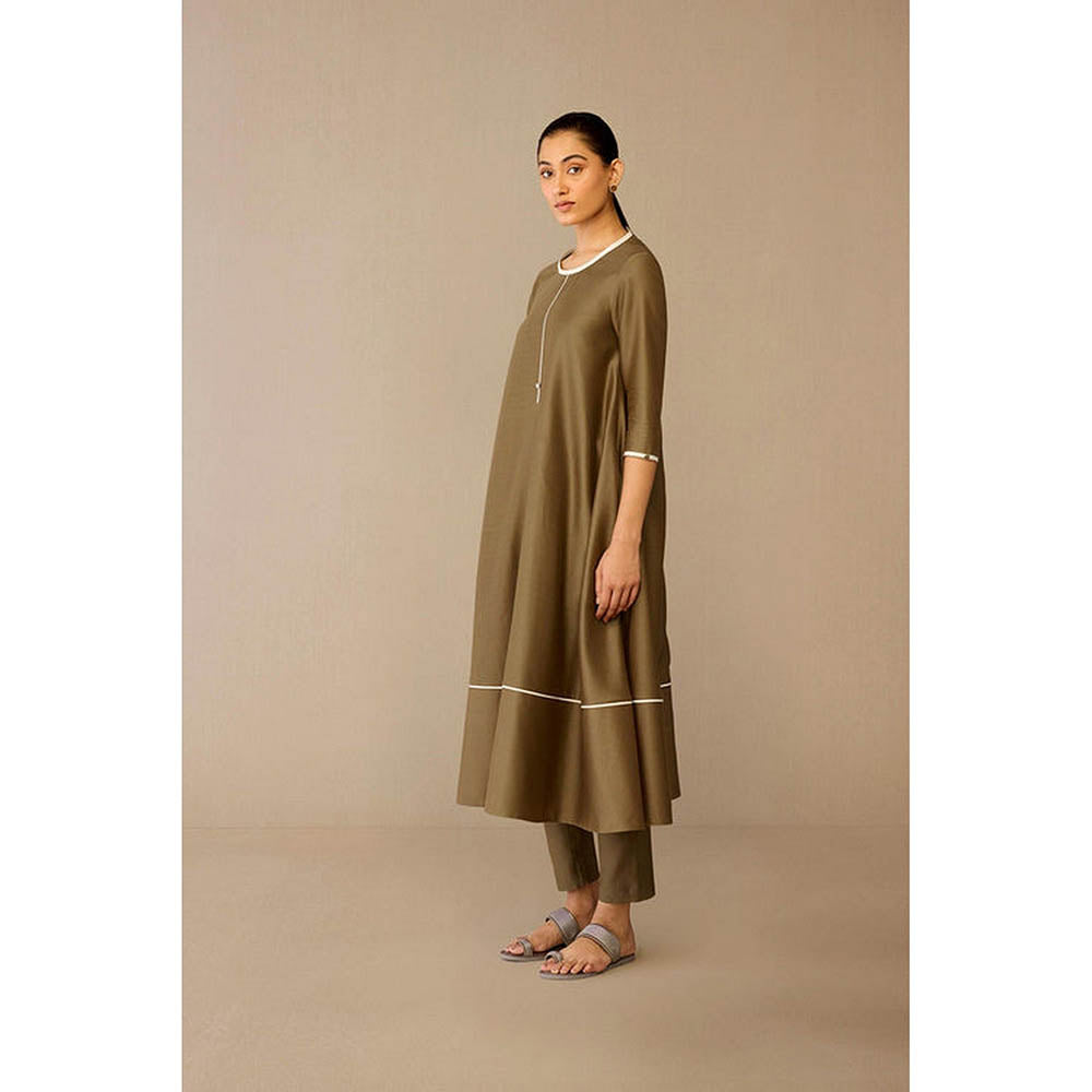 AMPM Erisha Taupe Anarkali Kurta with Pant and Dupatta