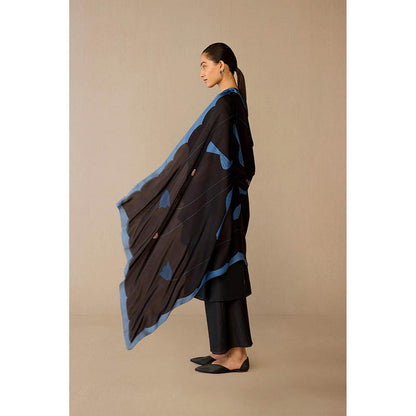 AMPM Shaza Smokey Black Kurta with Palazzo and Dupatta