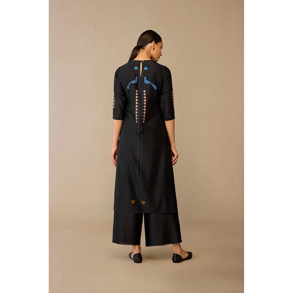 AMPM Shaza Smokey Black Kurta with Palazzo and Dupatta